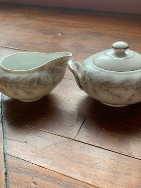 Sango Sierra Pines Round Sugar Bowl and Creamer Vintage